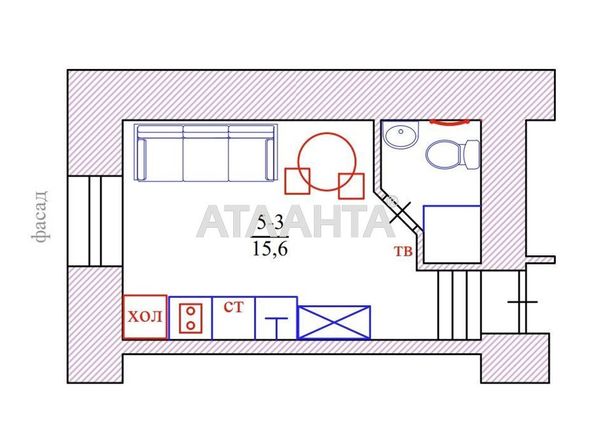 1-room apartment apartment by the address st. Shmidta leyt (area 15,6 m2) - Atlanta.ua - photo 7