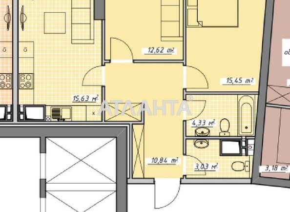 2-кімнатна квартира за адресою Курортний пров. (площа 63,2 м²) - Atlanta.ua