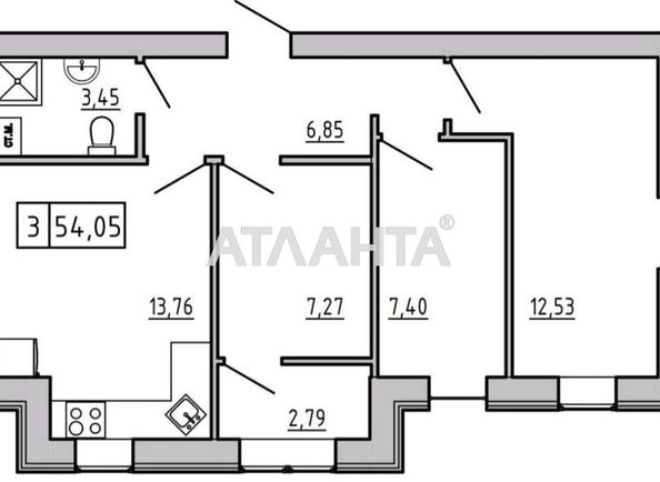 2-rooms apartment apartment by the address st. 7 km ovidiopolskoy dor (area 54,0 m2) - Atlanta.ua - photo 4