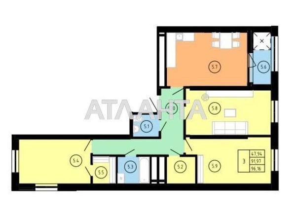 3-комнатная квартира по адресу Замарстыновская ул. (площадь 96,2 м2) - Atlanta.ua - фото 3