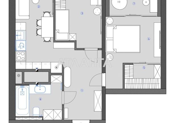 2-rooms apartment apartment by the address st. Zhabotinskogo Proletarskaya (area 52,5 m2) - Atlanta.ua - photo 2