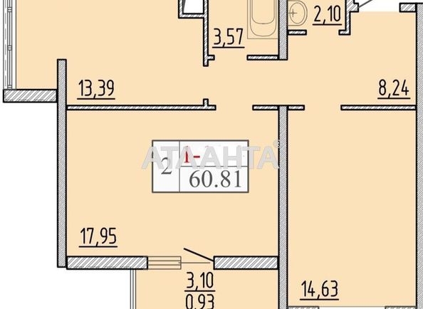 2-rooms apartment apartment by the address st. Zhemchuzhnaya (area 61,0 m2) - Atlanta.ua
