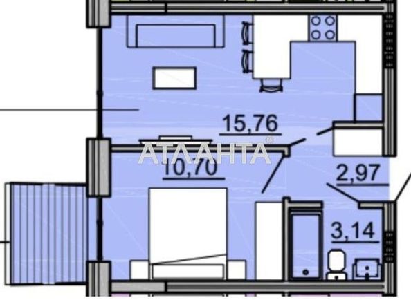 1-кімнатна квартира за адресою вул. Авдєєва-чорноморського (площа 33,6 м2) - Atlanta.ua