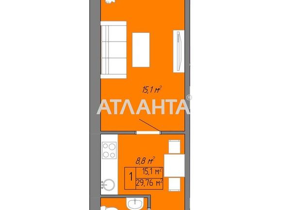 1-комнатная квартира по адресу Небесной Сотни пр. (площадь 33 м²) - Atlanta.ua - фото 15