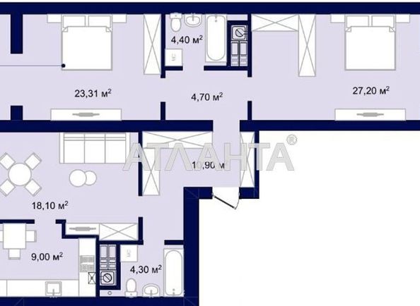 3-rooms apartment apartment by the address st. Chekhova (area 102,0 m2) - Atlanta.ua - photo 3