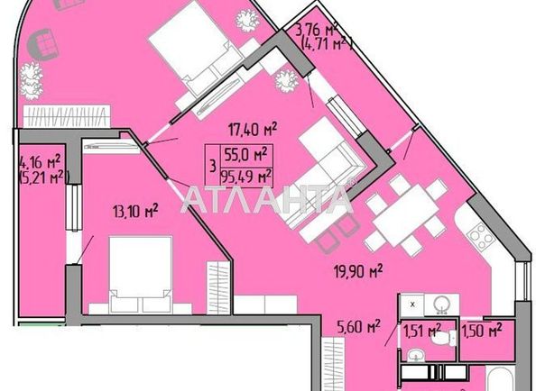 3-rooms apartment apartment by the address st. Pishonovskaya (area 90,7 m2) - Atlanta.ua - photo 2