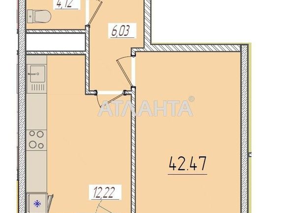 1-кімнатна квартира за адресою вул. Краснова (площа 42,7 м2) - Atlanta.ua