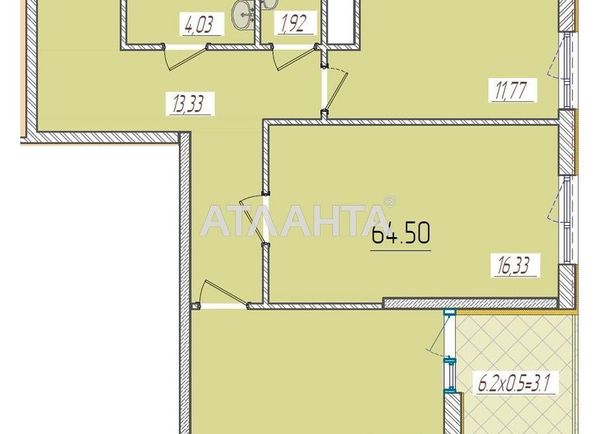 1-room apartment apartment by the address st. Krasnova (area 64,5 m2) - Atlanta.ua - photo 3