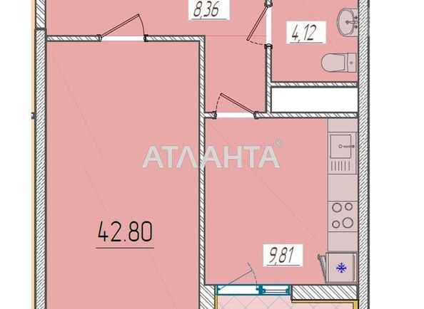1-комнатная квартира по адресу ул. Краснова (площадь 42,7 м2) - Atlanta.ua - фото 3