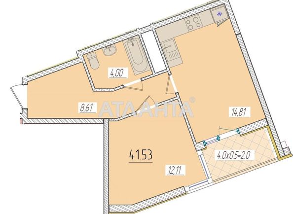 1-комнатная квартира по адресу ул. Краснова (площадь 41,5 м2) - Atlanta.ua
