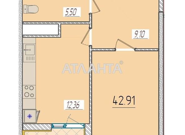 1-room apartment apartment by the address st. Krasnova (area 42,9 m²) - Atlanta.ua