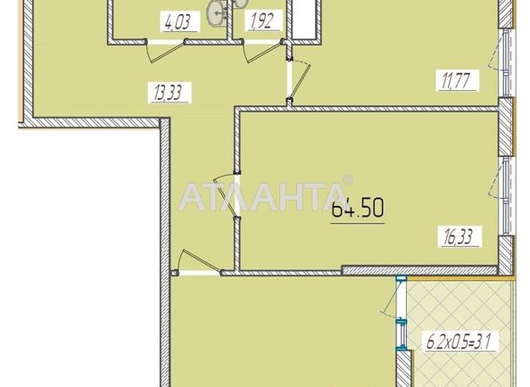 2-rooms apartment apartment by the address st. Krasnova (area 64,5 m²) - Atlanta.ua