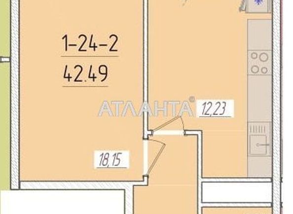 1-комнатная квартира по адресу ул. Краснова (площадь 40,9 м²) - Atlanta.ua - фото 2