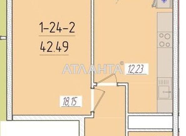 1-кімнатна квартира за адресою вул. Краснова (площа 40,7 м²) - Atlanta.ua - фото 2