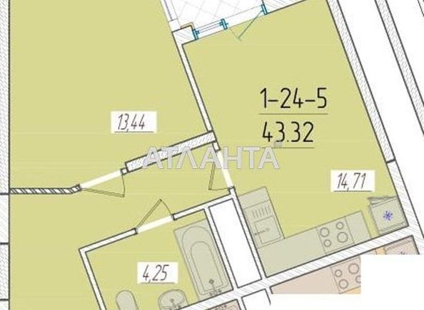 1-комнатная квартира по адресу ул. Краснова (площадь 42,8 м²) - Atlanta.ua - фото 2