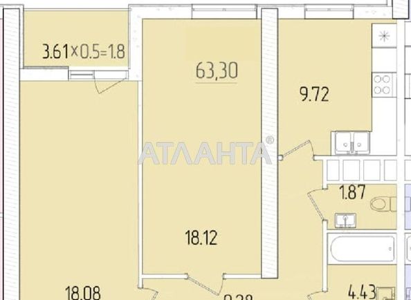 2-rooms apartment apartment by the address st. Krasnova (area 63,3 m2) - Atlanta.ua