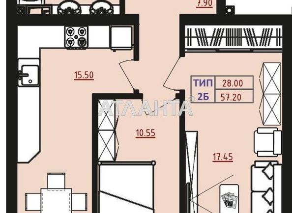 2-rooms apartment apartment by the address st. Marselskaya (area 57,2 m2) - Atlanta.ua - photo 6