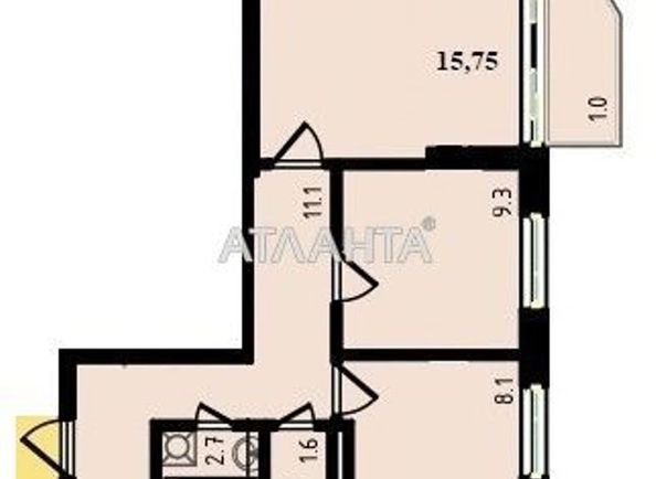 2-комнатная квартира по адресу Небесной Сотни пр. (площадь 49,6 м2) - Atlanta.ua