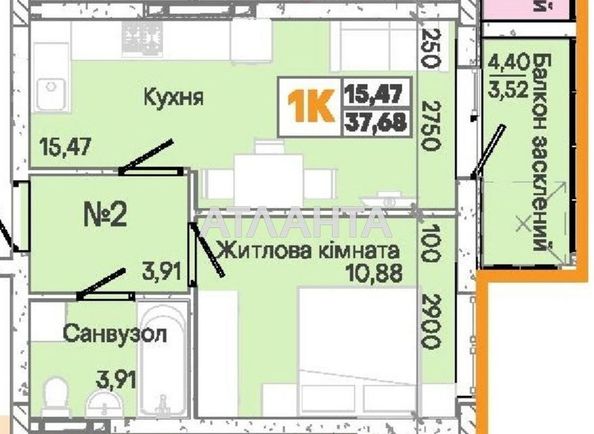 1-room apartment apartment by the address st. Slobodskaya (area 37,7 m2) - Atlanta.ua