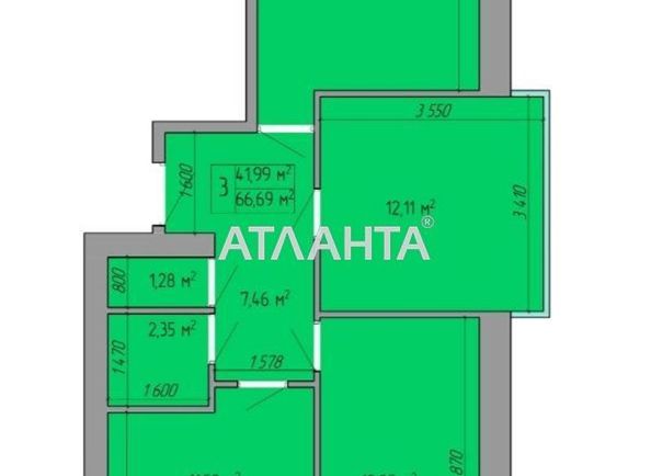 3-комнатная квартира по адресу Небесной Сотни пр. (площадь 70,2 м²) - Atlanta.ua