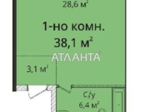 1-кімнатна квартира за адресою вул. Гагарінське плато (площа 38,1 м2) - Atlanta.ua