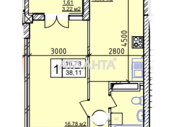 1-кімнатна квартира за адресою вул. Геранева (площа 39,0 м2) - Atlanta.ua - фото 2