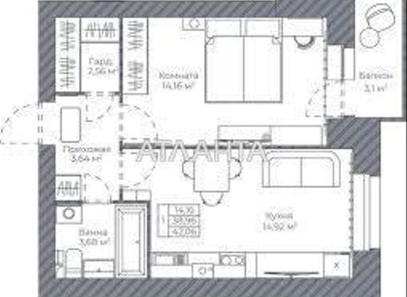 1-комнатная квартира по адресу ул. Каманина (площадь 50 м²) - Atlanta.ua - фото 9