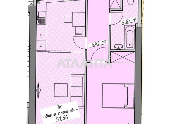 1-room apartment apartment by the address st. Kurortnyy per (area 51,6 m²) - Atlanta.ua - photo 2