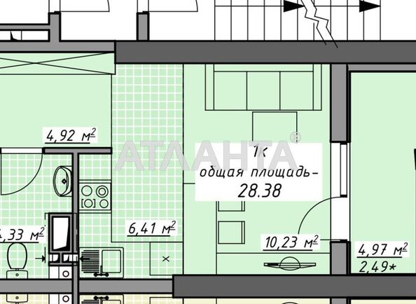 1-комнатная квартира по адресу Курортный пер. (площадь 29,9 м²) - Atlanta.ua