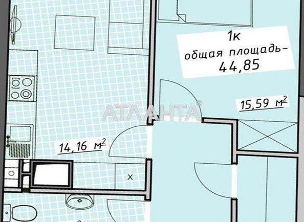 1-комнатная квартира по адресу Курортный пер. (площадь 45,2 м²) - Atlanta.ua - фото 12