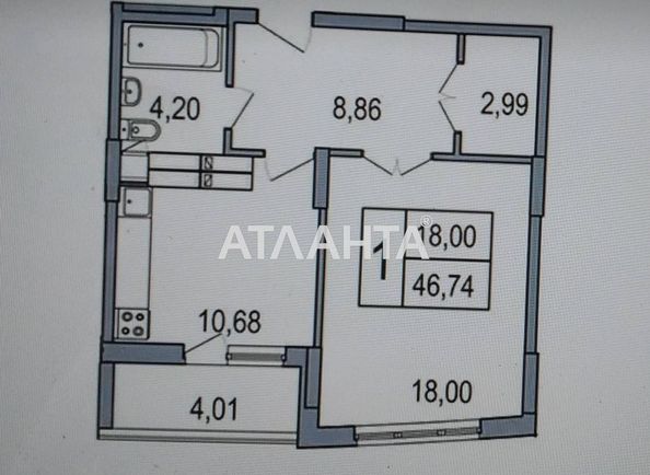 1-room apartment apartment by the address st. Yuzhnaya (area 47,0 m2) - Atlanta.ua - photo 3