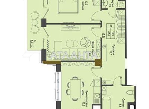 2-rooms apartment apartment by the address st. Frantsuzskiy bul Proletarskiy bul (area 67,6 m²) - Atlanta.ua - photo 4