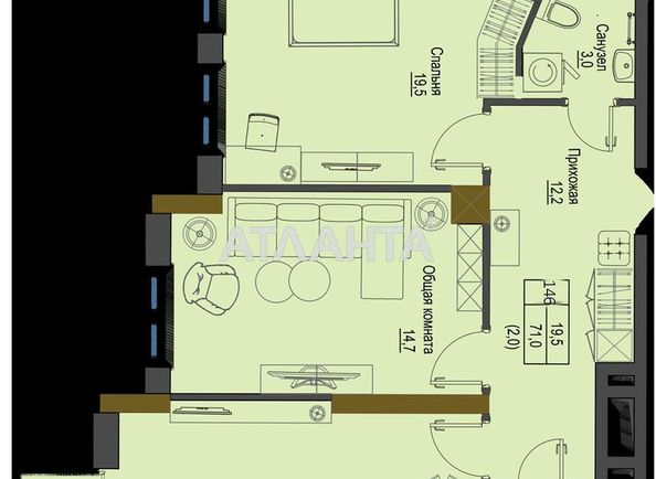 2-rooms apartment apartment by the address st. Frantsuzskiy bul Proletarskiy bul (area 70,2 m²) - Atlanta.ua - photo 5