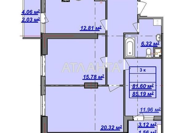 3-комнатная квартира по адресу ул. Дача ковалевского (площадь 85,1 м2) - Atlanta.ua - фото 2