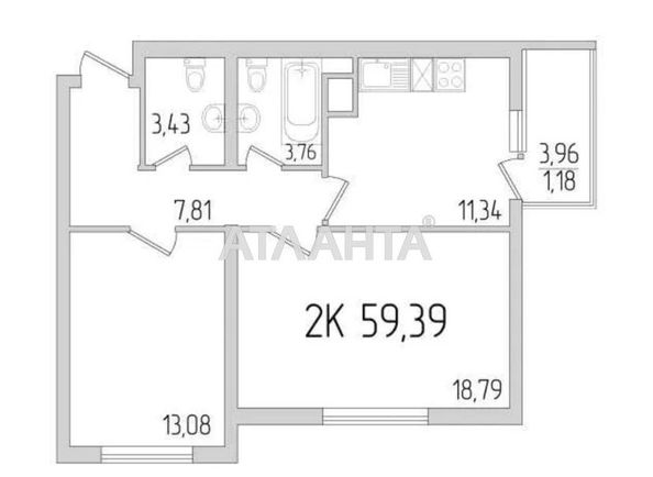 2-комнатная квартира по адресу ул. Сахарова (площадь 59,0 м2) - Atlanta.ua