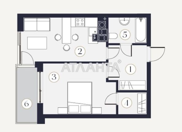 1-room apartment apartment by the address st. Zamarstynovskaya ul (area 45,0 m2) - Atlanta.ua - photo 2