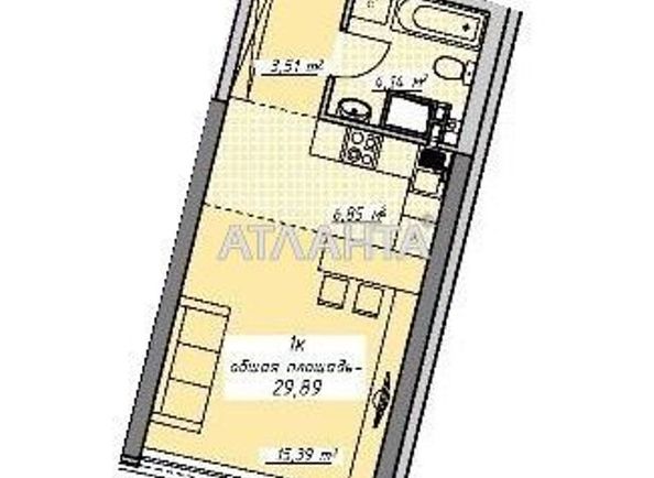 1-комнатная квартира по адресу Курортный пер. (площадь 33,6 м²) - Atlanta.ua - фото 2
