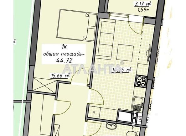 1-room apartment apartment by the address st. Kurortnyy per (area 44,7 m²) - Atlanta.ua