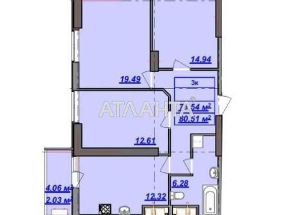 3-комнатная квартира по адресу ул. Дача ковалевского (площадь 80,5 м²) - Atlanta.ua - фото 2