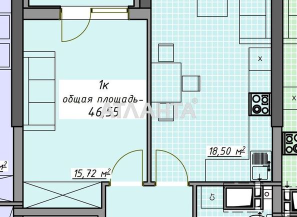 1-комнатная квартира по адресу Курортный пер. (площадь 46,6 м²) - Atlanta.ua - фото 3