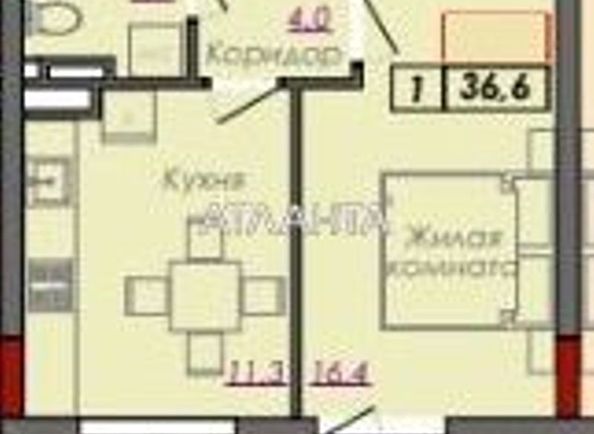 1-комнатная квартира по адресу Компасный пер. (площадь 37,0 м2) - Atlanta.ua - фото 7