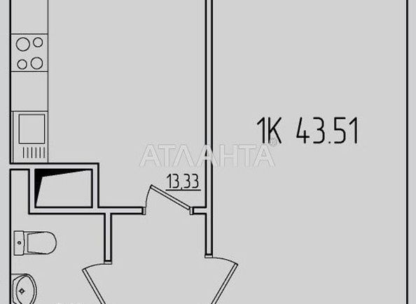 1-room apartment apartment by the address st. Zhemchuzhnaya (area 44 m²) - Atlanta.ua - photo 3