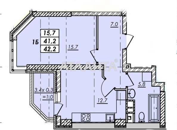 1-room apartment apartment by the address st. Ovidiopolskaya dor (area 42,2 m2) - Atlanta.ua - photo 4