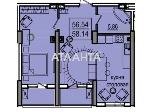 2-кімнатна квартира за адресою вул. Дача ковалевського (площа 58,1 м2) - Atlanta.ua - фото 2