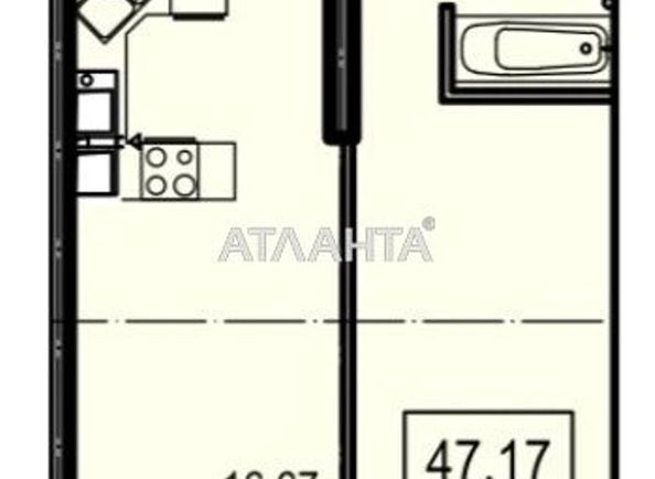 1-комнатная квартира по адресу ул. Дача ковалевского (площадь 48,8 м2) - Atlanta.ua - фото 2