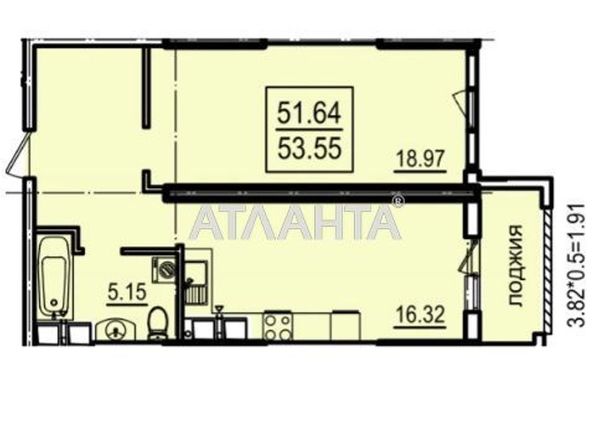 1-комнатная квартира по адресу ул. Дача ковалевского (площадь 53,6 м2) - Atlanta.ua - фото 2