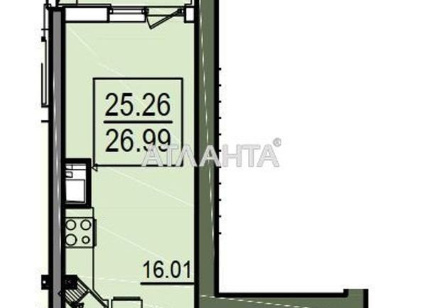 1-кімнатна квартира за адресою вул. Дача ковалевського (площа 26,9 м2) - Atlanta.ua - фото 2