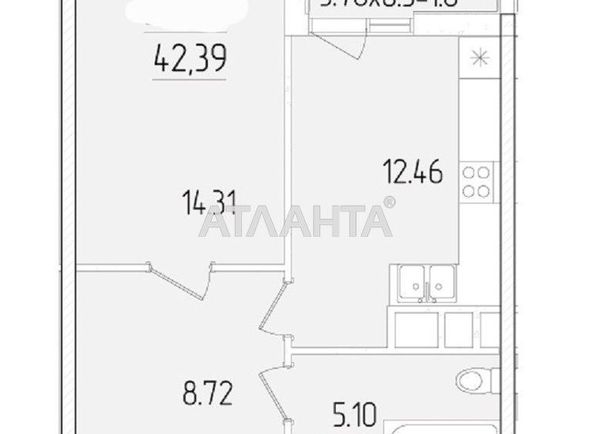 1-кімнатна квартира за адресою вул. Краснова (площа 42,4 м²) - Atlanta.ua - фото 5