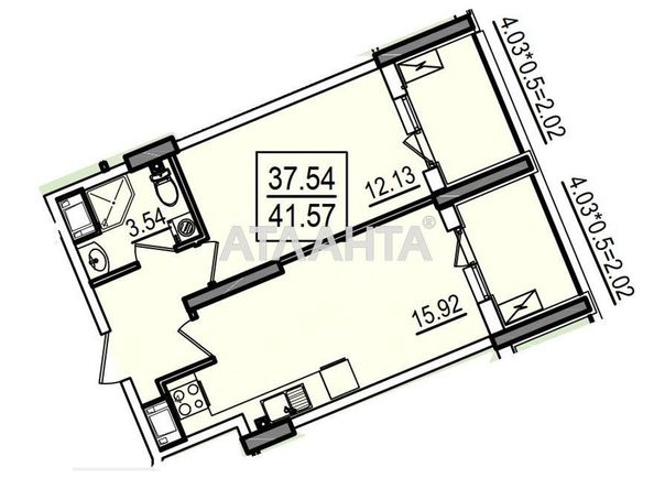 1-room apartment apartment by the address st. Dacha kovalevskogo Amundsena (area 41,4 m2) - Atlanta.ua - photo 2