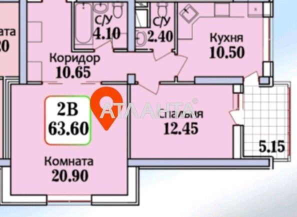 2-rooms apartment apartment by the address st. Geroev Krut Tereshkovoy (area 63,6 m2) - Atlanta.ua